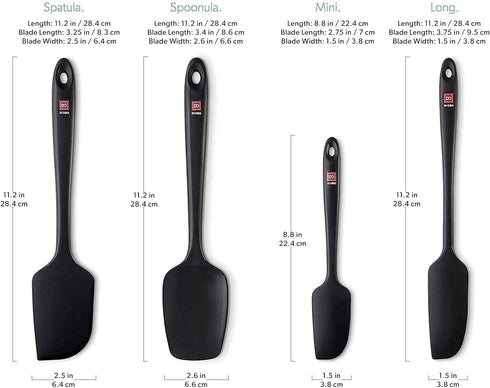 DI ORO 4pc Silicone Spatula Set, Rubber Kitchen Scraper for Baking, Cooking & Mixing, 600°F Heat-Resistant, Black