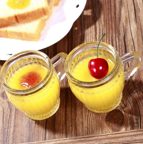 8 pack 4 oz of Wide Mouth Crystal Jelly Cup with Handle Lids(PE) and Spoons,Airtight Clear Glass Pudding Yogurt