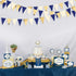 30Ft Navy Blue Gold and Beige Party Decorations, Royal Blue Gold Triangle Flag Pennant Banner for Events