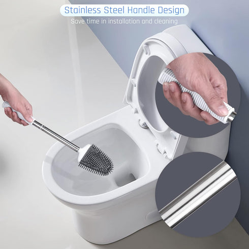 Sellemer Toilet Brush and Holder Set - Flexible Toilet Bowl Brush with Silicone Bristles, Compact Size (1 Pack,