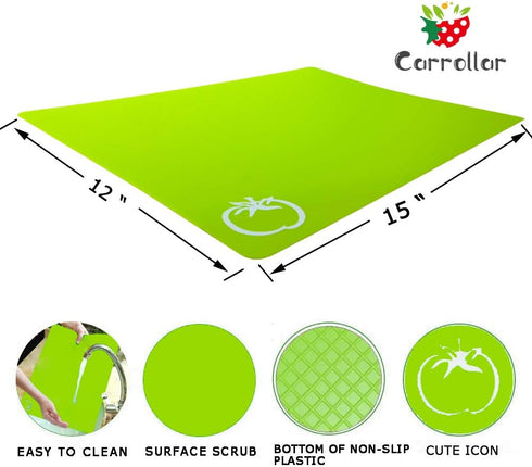 8pcs Flexible Plastic Cutting Board Mats, 2 Pack Colored Mats With Food Icons, Gripped Back, Cutting board Set of 4 (2) by Carrollar