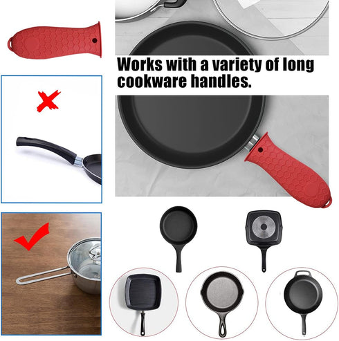 3 Pack Silicone Hot Handle Holder, Non-Slip Heat Resistant Sleeve for Cast Iron Skillets and Pots