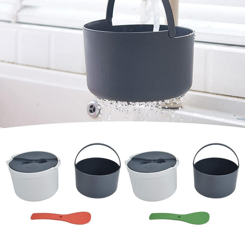 Microwave Rice Cooker Steamer, 2 L Microwave Cookware Set for Rice, Pasta, Vegetables, Non-Stick (Green)