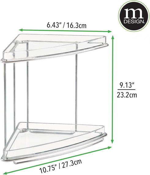 Countertop 2-Tier Counter mDesign Steel/Plastic Freestanding Corner Shelf Organizer with Storage for Bathroom, Vanity