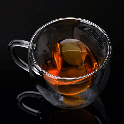 Heart Shaped Double Walled Insulated Glass Coffee Mugs, 8 oz Clear Aesthetic Tea Cups