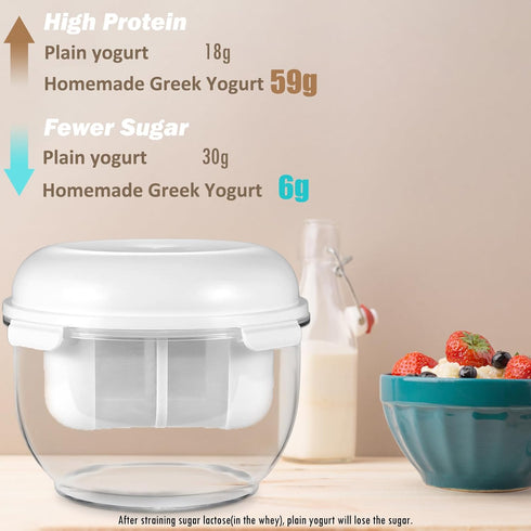 Aastrogleam 2QT 2025 Greek Yogurt Strainer, Greek Yogurt Maker with Ultra-Fine Mesh Basket, Upgraded BPA-Free Strainer