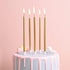 PHD CAKE Gold Long Thin Metallic Birthday Candles - Cake Decorations for Birthday Parties and Weddings
