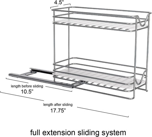 2 Household Essentials Glidez Powder-Coated Steel Pull-Out/Slide-Out Storage Organizer with Plastic Liners for Spice
