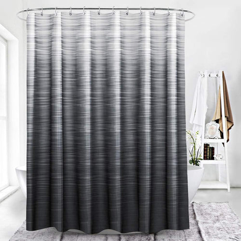 SPXUBZ Black Grey Shower Curtain Set for Bathroom, 72x72 inch Ombre Decor with 12 Hooks, Waterproof