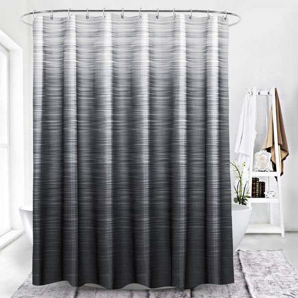 SPXUBZ Black Grey Shower Curtain Set for Bathroom, 72x72 inch Ombre Decor with 12 Hooks, Waterproof