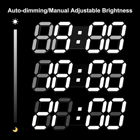 3D Snooze Dimmable 12/24 (15 Inch, Deeyaple Led Digital Alarm Clock Small Wall Clock Time Memory Date Temperature