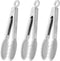 Set of 3 Mini Tongs with Silicone Tips, 7-Inch Kids Serving Tongs (White)