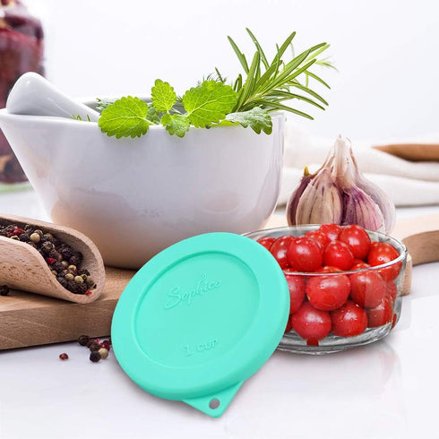 Sophico 1 Cup Round Silicone Storage Cover Lids Replacement for Anchor Hocking and Pyrex Glass Bowls (Mint - 2 pack)