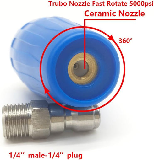 YOKING YK-5B40N Turbo Nozzle for Pressure Washer & Spray Nozzle Tips Kit (0°, 15°, 25°, 40°, 65°), 5000 PSI