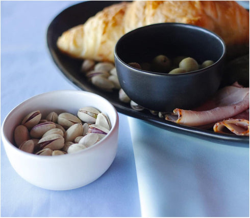 roro Hand-Molded Ceramic Stoneware Condiment Bowls, Matte Black Set of 4, 3 oz Each, Microwave and Dishwasher Safe