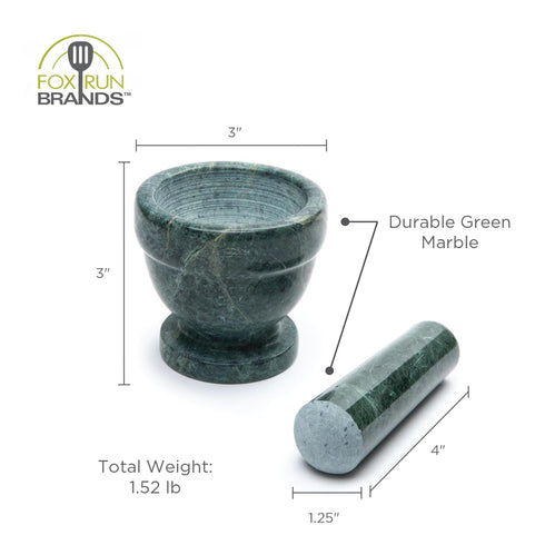 Fox Run Green Marble Mortar and Pestle, 3"