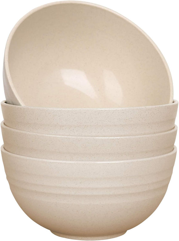 LuckyZone Unbreakable 24 oz Cereal Bowls, Reusable Wheat Straw Bowl Set of 4, Dishwasher & Microwave Safe
