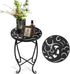 Kaesithar 15 Inch Tall Metal Plant Stand Indoor Outdoor, Round Side Table with