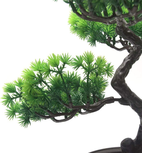 KOET Artificial Bonsai Pine Tree, 11 Inch Faux Potted Plant for Desk Display, Japanese Cedar Bonsai Plant for Home,
