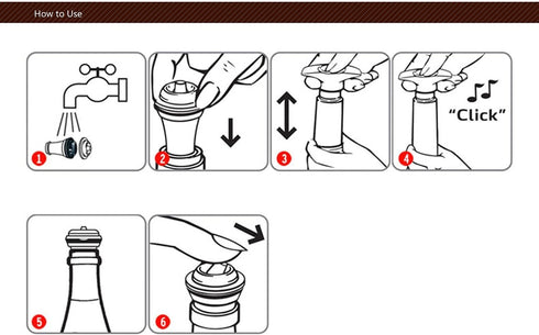 Wine Saver Vacuum Stoppers, Set of 6 Rubber Stoppers for Wine Preservation