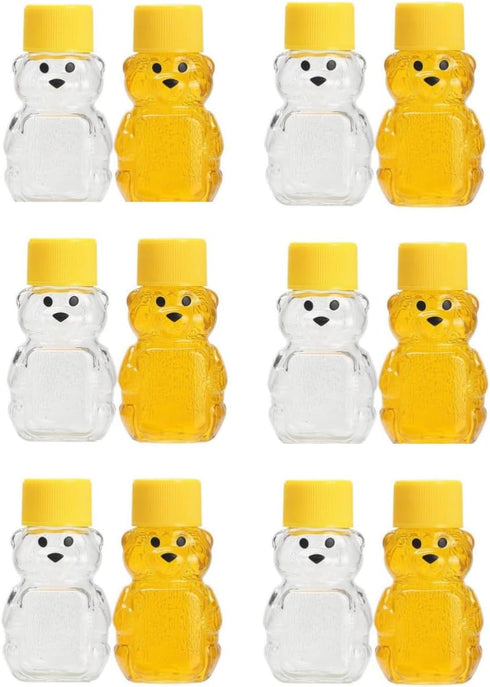 Cufarys 12 Pack Honey Bear Bottle 2oz Bear Shape Clear Empty Honey Bottles