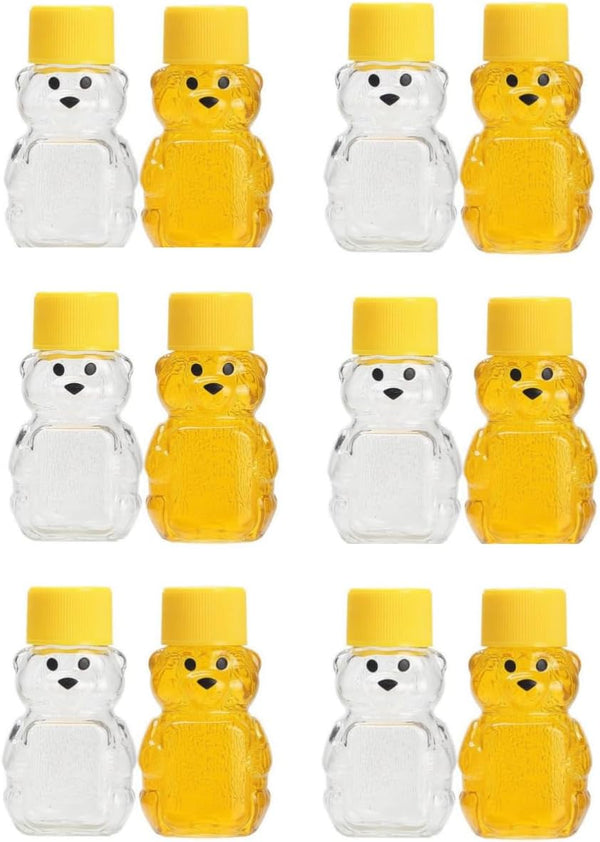 Cufarys 12 Pack Honey Bear Bottle 2oz Bear Shape Clear Empty Honey Bottles