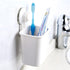 Linkidea Electric/Battery Toothbrush Holder (White) Self Adhesive for Bathroom, Wall Mount Razor/Toothpaste Organizer