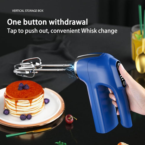 Double-head Egg Beater Usb Charging 3-speed Adjustable Multifunctional Kitchen Baking Mixer Food Blender blue by Elvaesther
