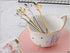 Appetizer Cake Fruit Forks Set of 8, Gold Leaf Cocktail Picks for Wedding Party and Kitchen Use
