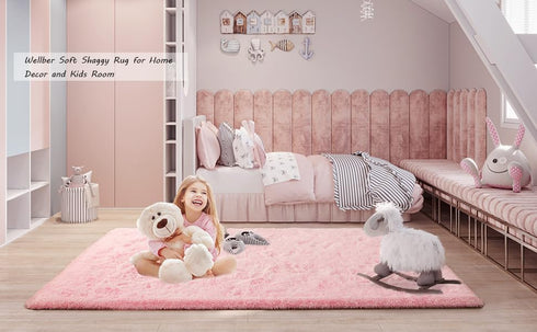 4x6 Merelax Pink Area Rugs for Living Room Bedroom Girls, Soft Fluffy Fuzzy Shag Rug for Kids Room Bedside Rug, Indoor