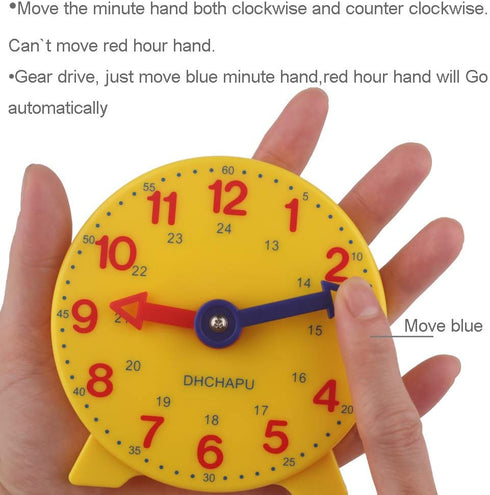 Student Learning Clock - Time Teacher Gear Clock 4 Inch 12/24 Hour