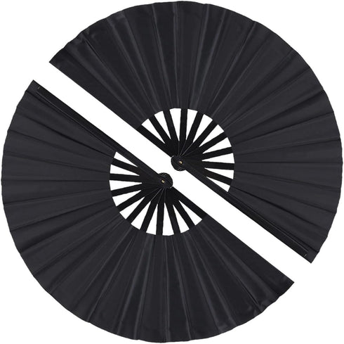 2 Pack Large Folding Hand Fan, Nylon-Cloth Vintage Retro Fabric Fans for Men/Women, Dance, Performance, Gift