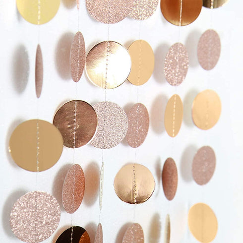 Decor365 Glitter Gold Birthday Decorations - Champagne Gold Party Garland, Circle Streamers, Backdrop for Christmas,