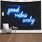 Musesh Quote Tapestry - Good Vibes Only Neon Wall Hanging, 92.5 inch W x 70.9 inch L for Bedroom Living Room