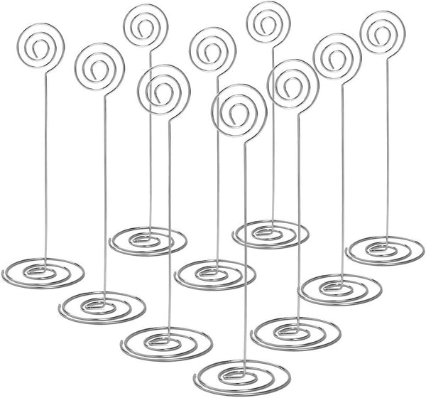 Place Card Holders, 10pcs 8.6" Tall Table Number Holders for Weddings, Office Desk, Silver
