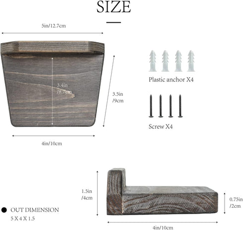 Set 2 5Inch Freezing point Small Floating Shelves for Wall of Natural Wood Small Mini Wall Shelf Decor Plant Display