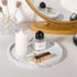 9" Round Bathroom Tray, Decorative Silicone Vanity Tray for Kitchen Countertop Organizer, Marble Grey Decor