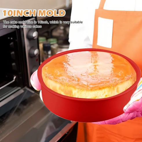 LOQJSS 10inch Round Springform Pan Silicone Cheesecake Protector Water Bath Pan to Prevent Water Entry, Red
