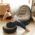 iayokocc Inflatable Lounge Chair for Adults, Folding Portable Lazy Sofa with Foot Stool Lazy Flocking Recliner Chair