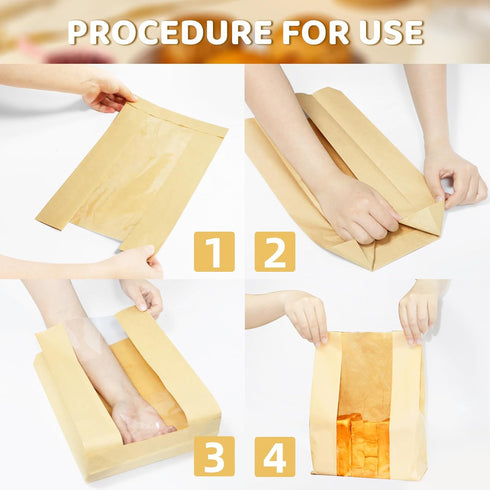 Bread Bags for Homemade Bread, 50PCS Paper Bags for Sourdough with Window for Baked Food Packaging