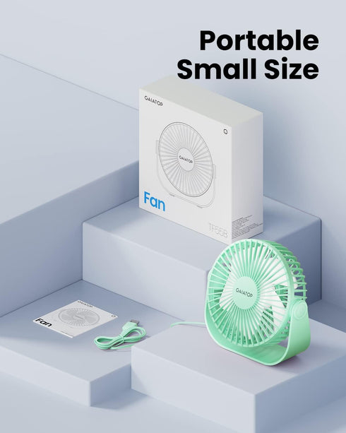 Gaiatop USB Desk Fan, 3 Speeds, 5.5 Inch Portable Small Fan, Quiet Table Fan, 90° Rotate for Bedroom, Home, Office