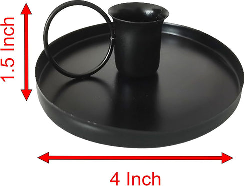 2 Pcs 4 Inch Black Iron Candle Holder for Taper Candles, Dinning, Wedding, and Party Decoration