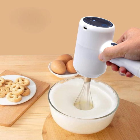 Electric Hand Mixer Egg Beater, USB Rechargeable, White