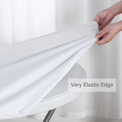 Obstal Fitted Round Table Cloth, Reversible Waterproof Stain Resistant Table Cover for Round Tables