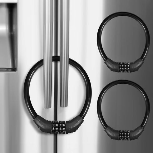 3 Pieces Fridge Freezer Cabinet Lock, 10000 Combinations Child Safety Locks for French Doors, No Screw Lock