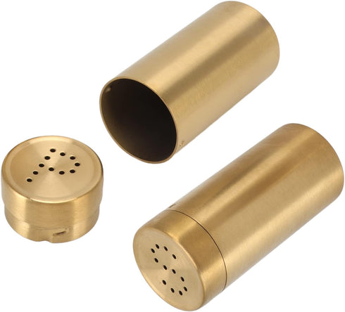 CHICIRIS Salt and Pepper Shaker, 2 Packs Stainless Steel Spice Shaker Gold Salt Container with Fine Mesh, Small Kitchen
