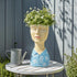 5x6x10.5 Inch DiliComing Face Planter Pot Head Planter - Resin Blue Boy Head Planters for Indoor Outdoor Plants