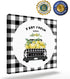 Canvas Wall Art - Black Grey Buffalo Plaid Farm Truck Carry Lemons, Rustic Farmhouse Style Decor, 16'' x 16'' Framed