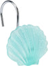 Beach Shower Curtain Hooks, Glow in The Dark, Blue Starfish, Seashell, Coastal Theme Bathroom Décor