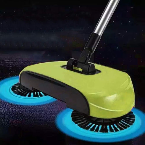 Healifty Mini Manual Sweeper 3 in 1 Carpet Cleaning Hand Push Dustpan Trash Bin Mop (Green) 360° Rotating